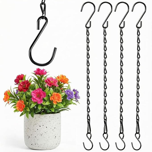 Outus 4 Pack 35 Inch Black Hanging Chain for Bird Feeders, Planters, Lanterns, Wind Chimes, Decorative Ornaments and Birdbaths Basket Extender Chain Outdoor Indoor