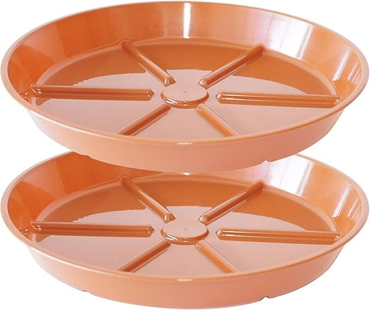 Plant Saucer Pot Tray 12 inch, 2 Packs Flower Planter Saucers and Drip Trays for Pots Planter, Heavy Duty Plant Dish Pant Plate to Catch Water for Indoor & Outdoor, Terracotta