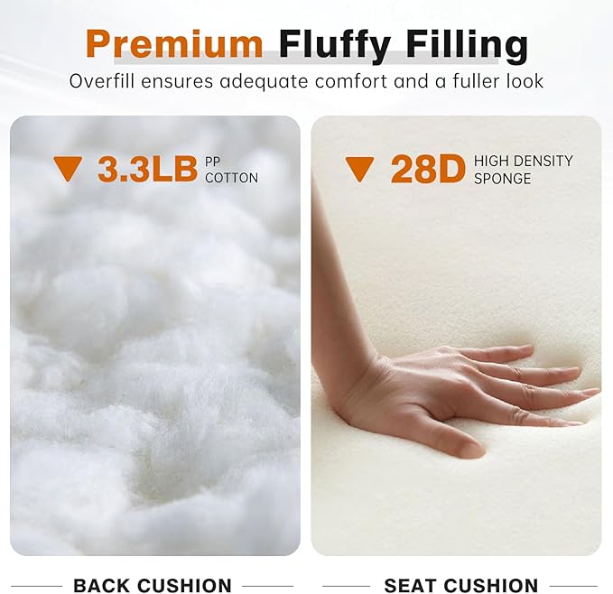 Belord Luxury 6" Thick Outdoor Cushion 2 Set - 22 x24 Inch 28D Sponge Filling Fade-Resistant Chair Cushion, Spill Proof Removable Patio Furniture Replacement Cushion for Sofa Bench Swing - Orange