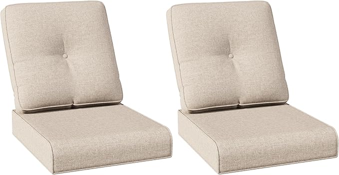 Joyside Outdoor Chair Cushions Set, 22x25/22x24 Inch Patio Furniture Deep Seat Cushions, Water Resistant & Thick Cushion, Outdoor Replacement Cushions for Seat and Sofa