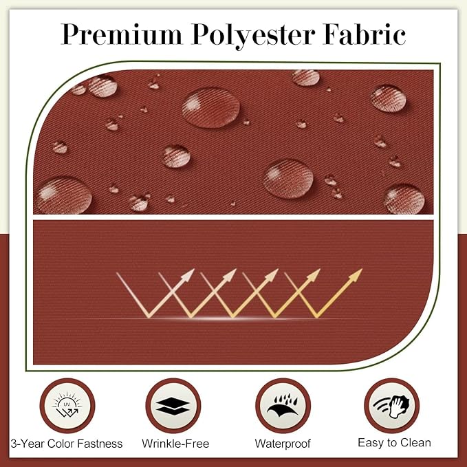 Cozyide Outdoor Chair Cushions, Waterproof Patio Seat Cushions with Adjustable Straps, Round Corner Patio Chair Cushions for Garden, Brick Red, 17x16x2 Inch (Pack of 4)