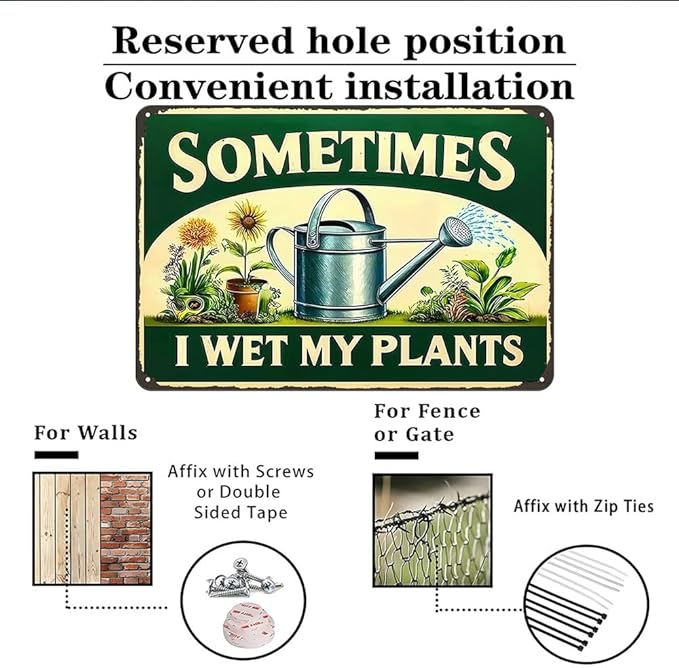 Funnysign Garden Gifts Sometimes I Wet My Plants Vintage Gardening Tin Sign for Home Garden Patio Greenhouse Yard Decor 8 X 12 Inch (3840)