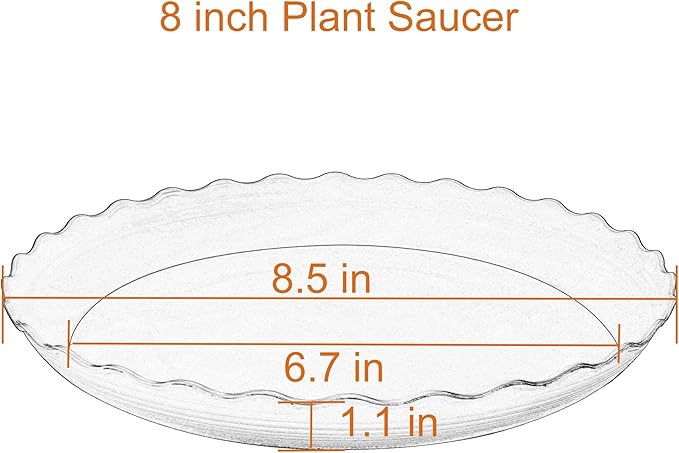 6 Pack Plant Saucer 8 inch, Heavy Duty Plastic Plant Water Tray, Planter Saucers, Flower Pot Tray Water Trays for Plant Pots (Brown)