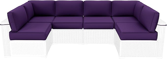 Outdoor Furniture Replacement Cushions, 5" Foam Foam High-Density, Fits 6-seat Sectional Rattan Conversation Set, 14 Piece Patio Water-Resistant Replacement Sofa Cushions, Liner&Cover