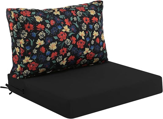 idee-home Outdoor Cushions for Patio Furniture, Outdoor Seat Cushion, Waterproof Hampton Bay Deep Seat Replacement Couch Chair Cushions for Garden Lawn Backyard Deck, 28.5 x 28.5 Floral Pattern