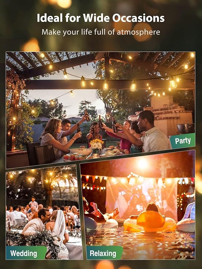 KYY 54(48+6) FT Solar String Lights Outdoor with USB Port Remote, Waterproof and Shatterproof Patio with Solar Powered Panel, LED Vintage Edison Bulbs, Heavy-Duty and UL Listed Market Lights