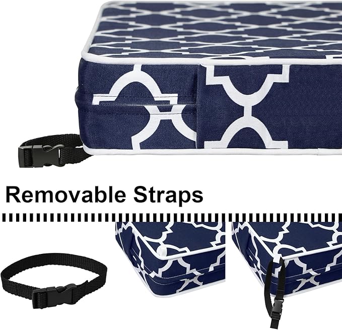 Outdoor Loveseat Cushion Set 44'' x 24'', Outdoor Cushions for Patio Furniture with Fastness Cover, Water Repellent Outdoor Seat Cushion and Couch Back Cushions for Bench, and Swing (Blue Plaid)