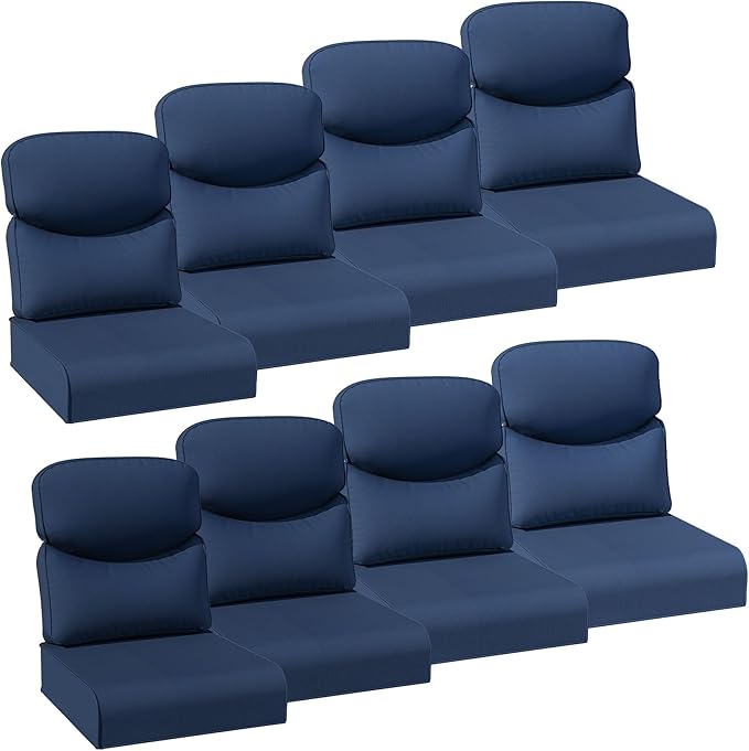 Joyside Outdoor Chair Cushions Set, 24x24 Inch Smile Patio Furniture Cushions, 6’’ Thick, Water Resistant & Fade Resistant, Outdoor Replacement Cushions for Seat and Sofa
