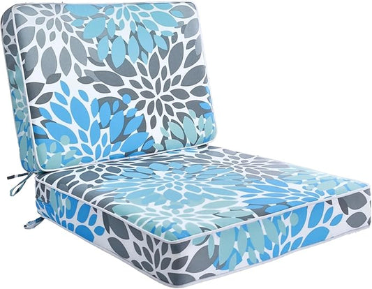 JMGBird Outdoor Chair Cushions Set, Water Resistant Seat Cushions 22 x 22 Inch with Ties, Outdoor Cushions for Patio Furniture