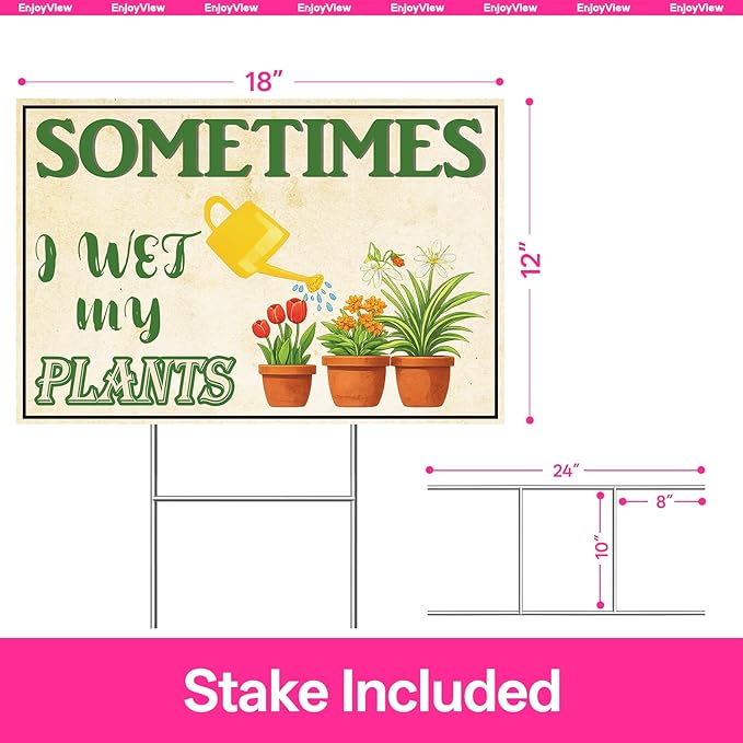 Funny Garden Sign with H Stake 18"x12" Large Vintage Sign for Outside Greenhouse Corrugated Plastic Yard Decor Gardening Gifts for Women 1Pack