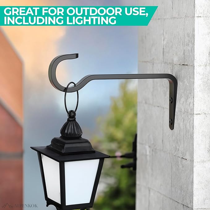 2 Pcs Wall Plant Hanger 6 inch – Indoor Hook easy Installation for Hanging Lanterns, Flower Baskets, Planters & Outdoor Decor - Durable Metal Alloy Plant Wall Hooks, Anti-Corrosion & Elegant Design