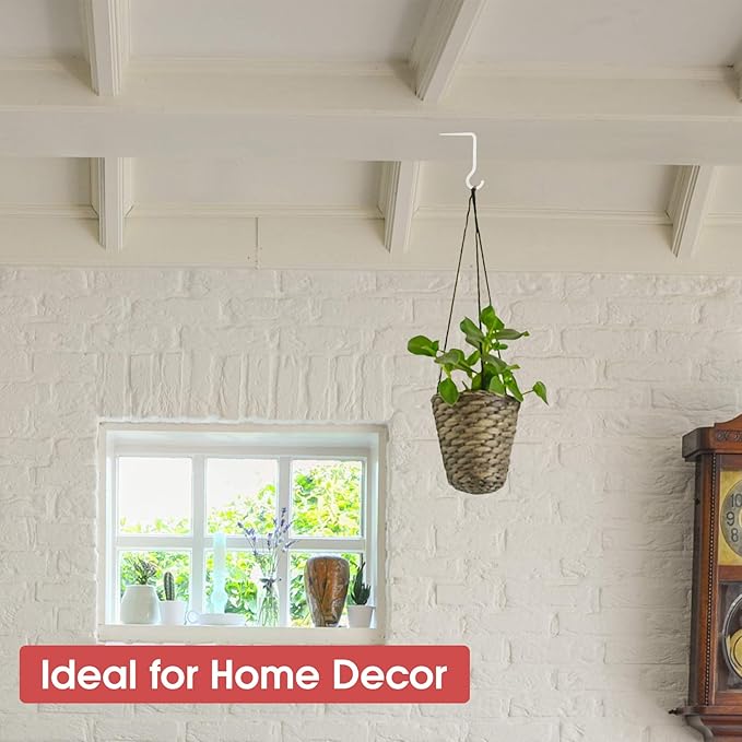 2 Pack 6 Inch Premium Decorative Metal Iron Wall Hook, Rustic Plant Hanger, Indoor Outdoor Gardening Bracket Hook, for Planters, Bird Feeders, Lanterns, Wind Chimes, by RIGHT+LEFT (White)