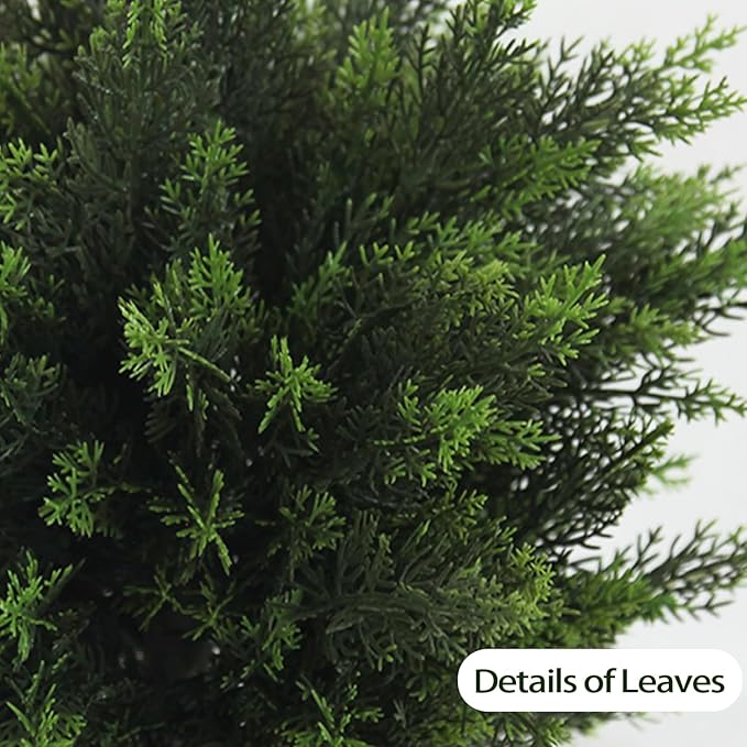 26.1inch Artificial Topiary Tree Set of 2 Beautiful Realistic Faux Cedar Pines Christmas Trees UV Rated Fake Shrubs for Front Porch Faux Plants Indoor and Outdoor Decor