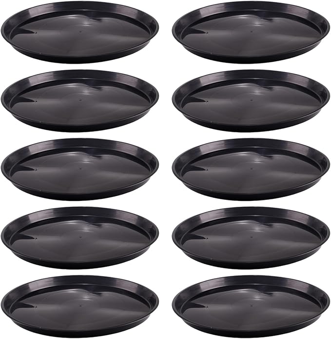 10 Pack Plant Saucer 16 Inches Plant Trays for Pots Plastic Round Drip Trays Flower Pot Saucers Black Planter Water Tray Plant Drainage Tray, Black