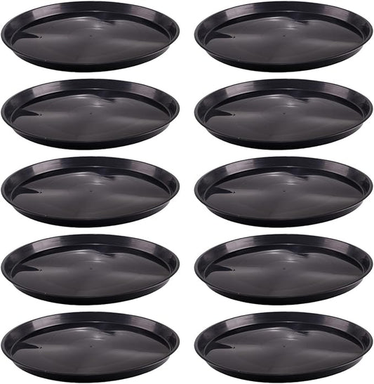 10 Pack Plant Saucer 16 Inches Plant Trays for Pots Plastic Round Drip Trays Flower Pot Saucers Black Planter Water Tray Plant Drainage Tray, Black