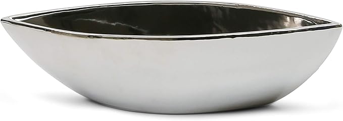 WGV Ceramic Boat Vase, Width 13.5"X4.1", Height 3.4", Silver Long Planter Terrarium Candle Holder for Wedding Event Office Home Decor, 1 Piece