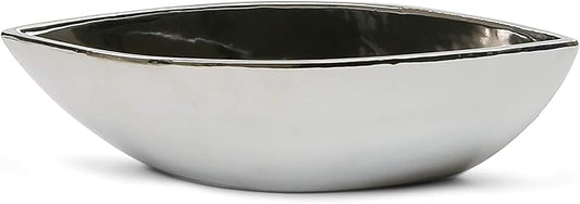 WGV Ceramic Boat Vase, Width 13.5"X4.1", Height 3.4", Silver Long Planter Terrarium Candle Holder for Wedding Event Office Home Decor, 1 Piece