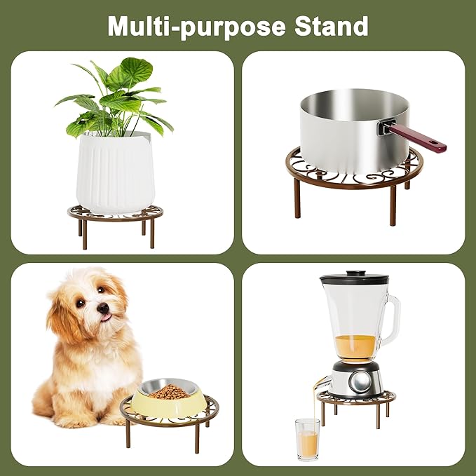 Brown Plant Stand Plant Holder - 10.24'' Short Flower Stand for Garden Courtyard, Heavy Duty Plant Rack for Multiple Plant Indoor or Outdoor.