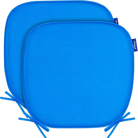 SleepMan Outdoor 17"x16" Chair Cushions with Ties Set of 2, Water Resistant All Weather U-Shape Seat Pads for Patio Garden Furniture Indoor Fade Resistant Patio Cushions (Sky Blue)