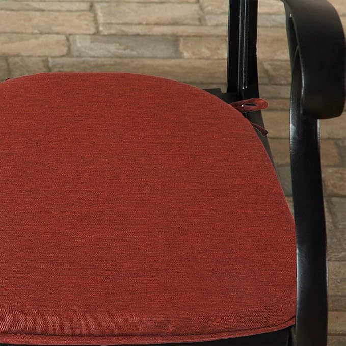Outdoor Chair Cushions Set of 2,Patio Seat Cushion 17"x16"x2",U-Shaped Dining Chair Cushion 17 by 16 Inch,Water Resistant,Fade-Resistant Chair Pads for Kitchen Garden Furniture(Dark Red)