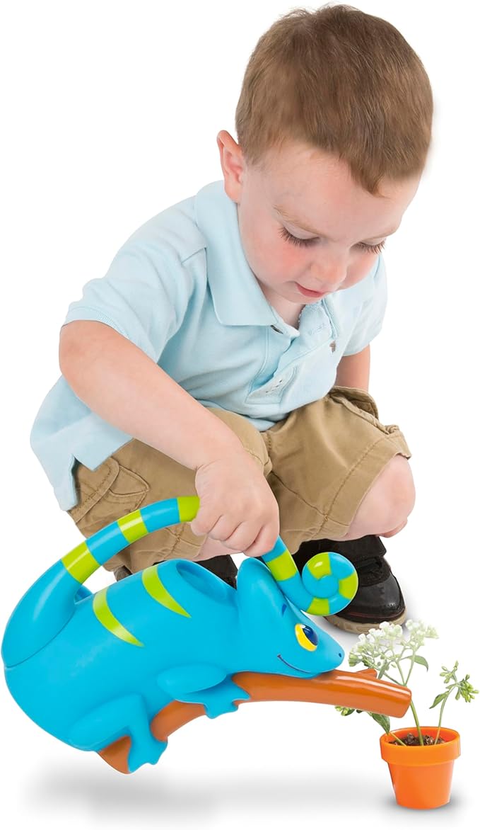 Melissa & Doug Sunny Patch Camo Chameleon Watering Can with Tail Handle and Branch-Shaped Spout