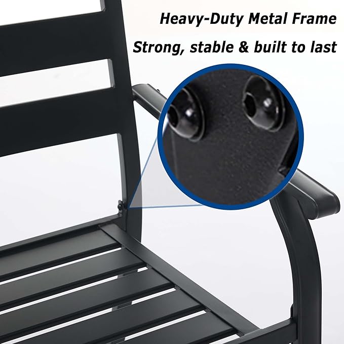 Patio Dining Chairs Set of 8, Black Stackable Outdoor Dining Chairs, Metal Patio Furniture Set for Garden Backyard Lawn Deck Support Over 300 lbs