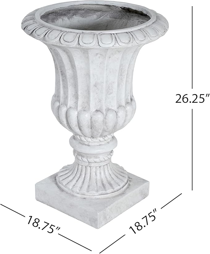 Merax 26.25'' Tall Antique Urn Planter, Classic Garden Urn for Indoor & Outdoor Use, Large Patio & Living Room Decor Planter, White