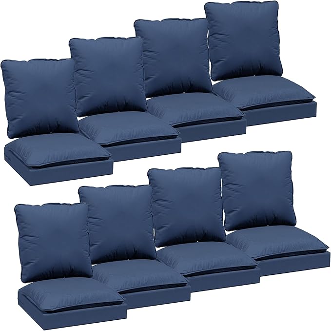 Joyside Outdoor Chair Cushions Set, 24x24 Inch Smile Patio Furniture Cushions, 6’’ Thick, Double-Layer, Water Resistant & Fade Resistant, Outdoor Replacement Cushions for Seat and Sofa