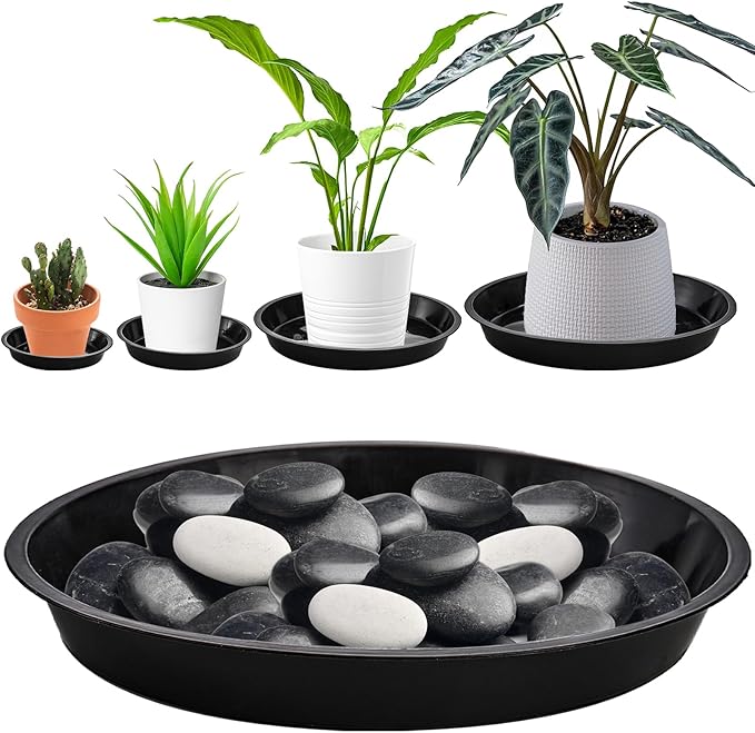 yarlung 40 Pack Plant Saucers, Black Plastic Drip Trays for Flower Pots, Round 4/5/8/9 Inch Plant Drainage Tray for Potted Plants, Indoor Outdoor Garden, 4 Sizes