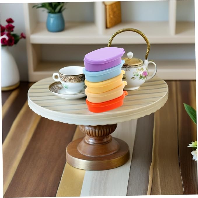 10PCS Miniature Lunch Box for Dollhouse Food Storage Realistic Mini Food Containers with Picnic Bread Fruit Design DIY Fairy Garden Accessories for Miniature Kitchen Decor