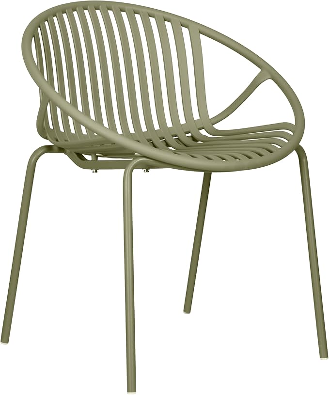 Christopher Knight Home Set of 2 Tita Modern Patio Outdoor Dining Chairs, Stacking Chair, Outside Dinner,Garden/Balcony/Poolside Stackable Accent Chairs,Metal Legs,Plastic Cutout Backrest, Green