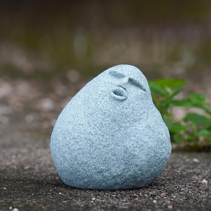 Cute Stone Primitive Man Figurine: Funny Stoneman Statue for Outdoor Decor, Carving Face Garden Home Decoration Fish Tank Ornament - Stone Man C