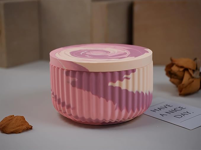 Cup Shape Candle Jar Silicone Mold with Lid, Handmade Storage Bowl Resin Mould, Flower Pot Vase Concrete, DIY Plaster Cast Cement Rings Jewelry Storage Box Mold (Flate Vertical)