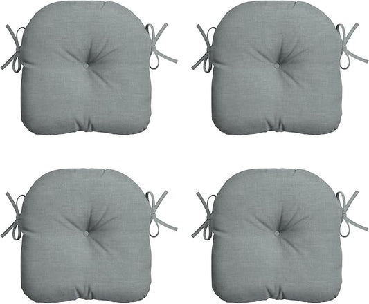 Arden Outdoor Tufted Bistro Seat Cushion, Set of 4, 14.5 in x 15 in, Rain-Proof, Fade Resistant Stone Grey Leala