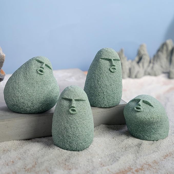 Cute Stone Primitive Man Figurine: Funny Stoneman Statue for Outdoor Decor, Carving Face Garden Home Decoration Fish Tank Ornament - Stone Man D