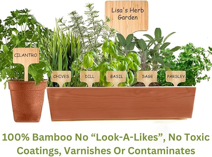 50-Pack 12" Extra-Tall Bamboo Garden Markers – Large Plant Labels for Herbs, Flowers and Vegetables – Easy-Read Full-Size Tags – Great Gift for Gardeners