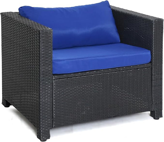 Wicker Patio Chairs,Outdoor Rattan Chairs with Cushion,Patio Furniture for Gardens, Backyards, Balconies,Poolside(Blue)