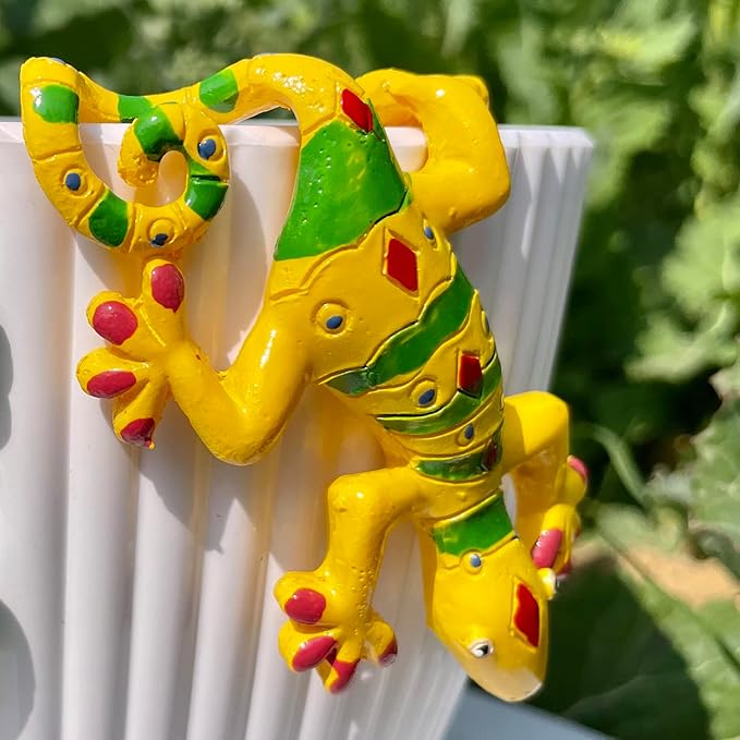 4Pcs Resin Climbing Gecko Flower Pot and Vase Hugger, Planter Edge Accessories, Terrarium Hanger Decorations, Garden Yard Ornaments