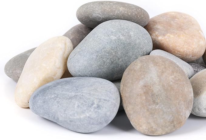 20LB Smooth Pebbles River Rocks for Landscaping, 100% Natural Hand-Picked Premium Decorative Pebbles, Ideal for Garden Landscaping, Home Decor, Aquariums, Painting,Mixed Colors
