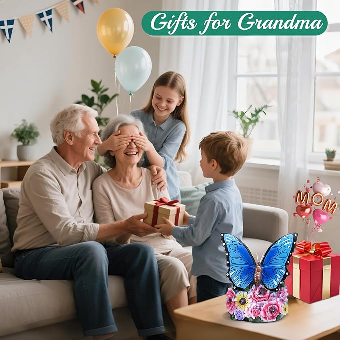 Linkax Butterfly Gifts for Women Mom Grandma Sister, Grandma Christmas Gifts, Butterfly Statue Solar Lights Outdoor Garden Decor for Outside Yard Patio Balcony Front Porch Home Decorations Ornaments