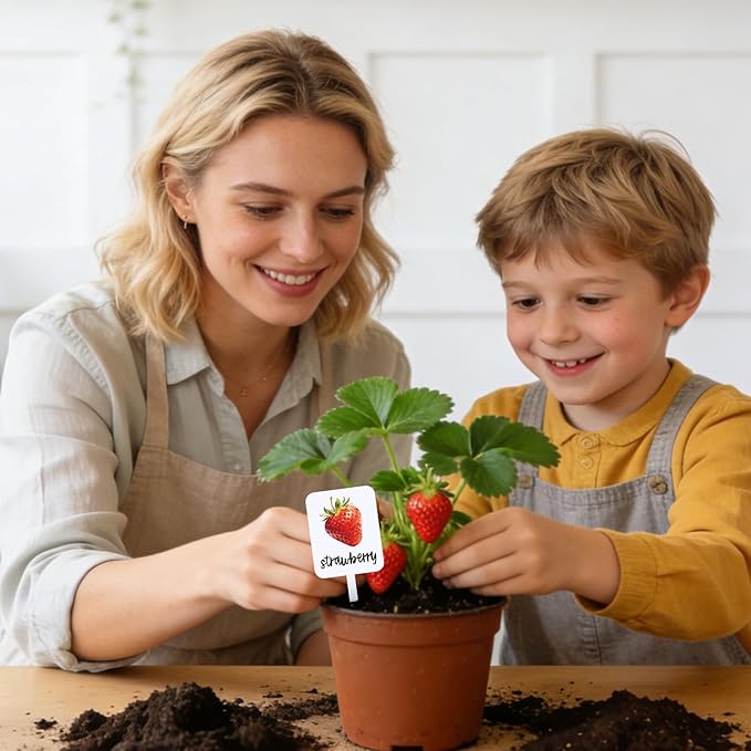 Whaline 20Pcs Acrylic Vegetable Plant Label Signs Garden Markers 20 Styles Watercolor Vegetable Fruit Waterproof Potted Plant Stake Tags with Names for Nursery Indoor Outdoor Garden Decor
