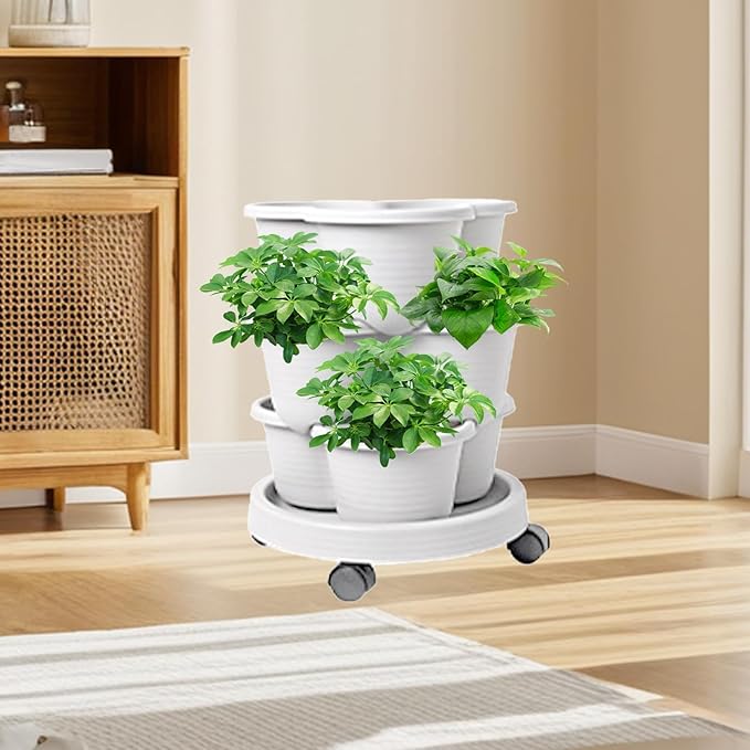 Stackable Planter - Vertical Garden Tower Stackable Planter | Vegetable Tower, Container with Removable Wheels & Tool Kit, Flower Pots Plant Growing System for Indoor Outdoor