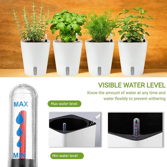 Water Level Gauge - 4 Pack Plant Water Meter for Flower Pots Soil Moisture Indicator No Battery Needed for Garden and Home Use