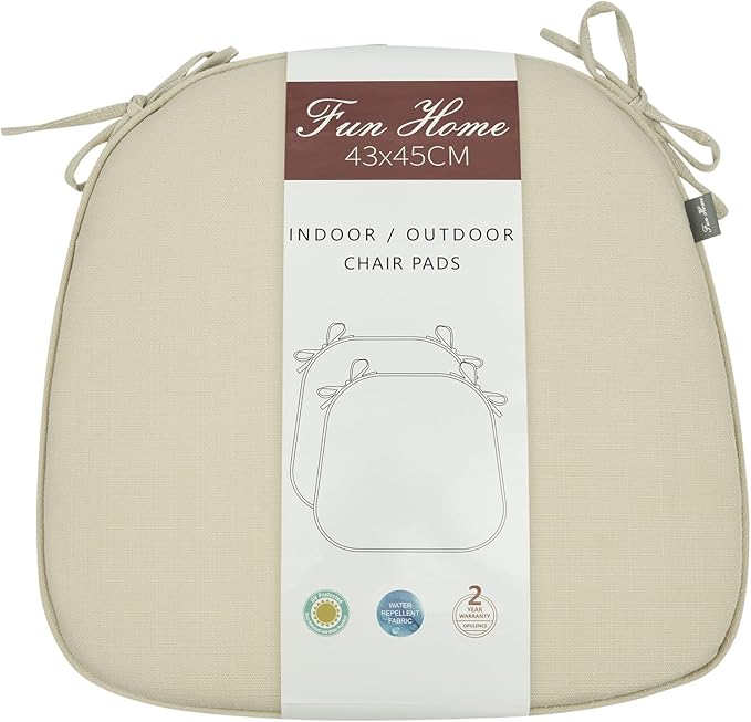 Outdoor Chair Cushions Set of 2,Patio Seat Cushion 17"x16"x2",U-Shaped Dining Chair Cushion 17 by 16 Inch,Water Resistant,Fade-Resistant Chair Pads for Kitchen Garden Furniture(Antique Beige)