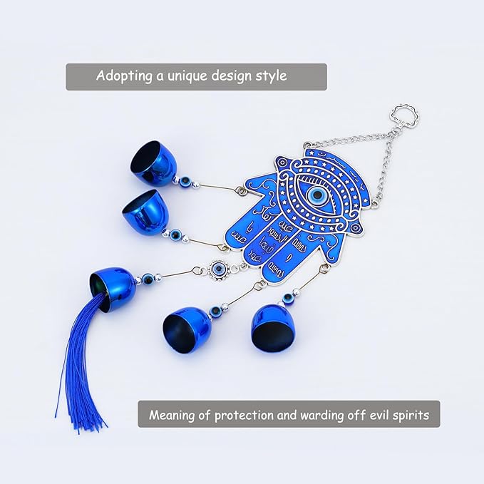 BWINKA Unique Wind Chimes for Outdoor Garden Home Hanging Decoration (Hamsa Hand)