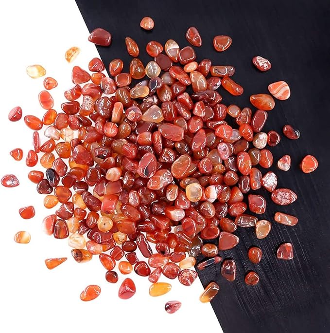 WAYBER Natural Red Agate Pebbles, 1 Lb/460g Decorative Rocks Non-Toxic Crystal Stone Irregular Quartz Gemstone Crushed Pieces Tumbled Stone Chips for Jewelry Making/Home Decoration