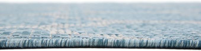 Unique Loom Outdoor Trellis Collection Area Rug (6' 1" x 9' Rectangle, Aquamarine/ Gray)
