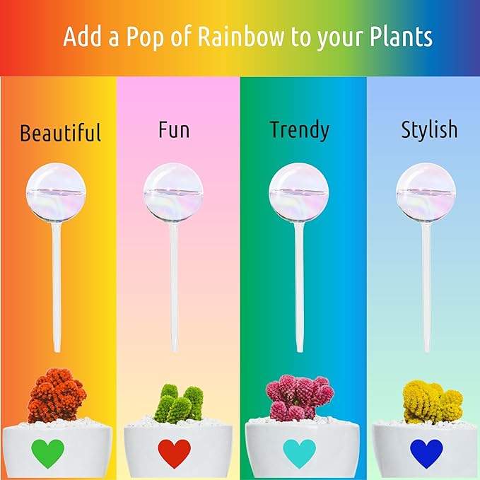 Automatic Plant Watering Globes Self Watering Planter Inserts (Set of 6) | Hands Free Clear Glass Bulbs | Planter Spikes to Support Indoor & Outdoor Plant Health (200ml)
