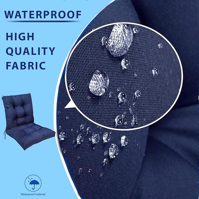 Indoor Outdoor Wicker Chair Cushions with Ties Non Slip Waterproof Outdoor Patio Chair Cushion Set 41.7"*20.8"*3.5" for Garden Porch Decoration