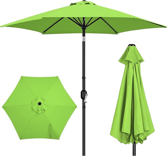 Yaheetech Patio Umbrella, 9FT Outdoor Table Market Umbrella with Push Button Tilt and Crank, Yard Sun Shade with Sturdy Ribs for Garden, Deck, Backyard, Pool, Grass Green